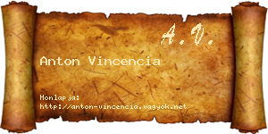 Anton Vincencia névjegykártya